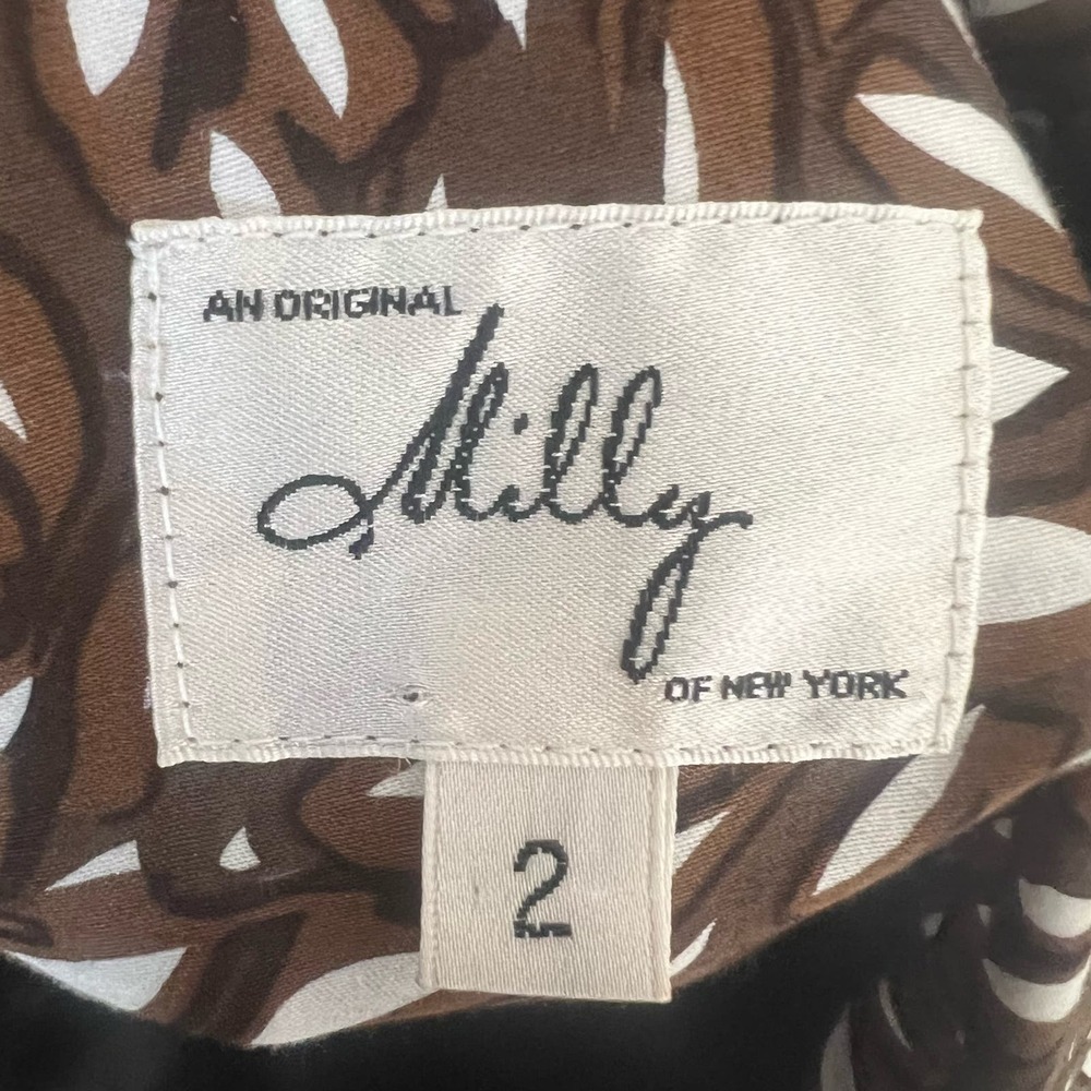 An Original Milly Shirt Dress Size 2 Brown White Print Belted Mini City Chic - Picture 5 of 16